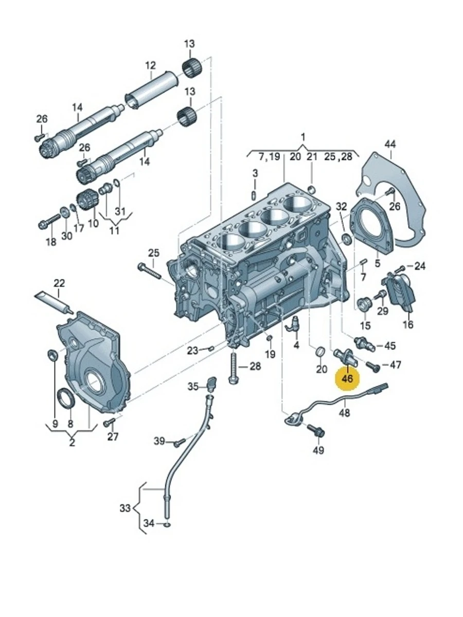 Датчик імпульсів колінчастий вал 3pin Audi Q7 06H906433D