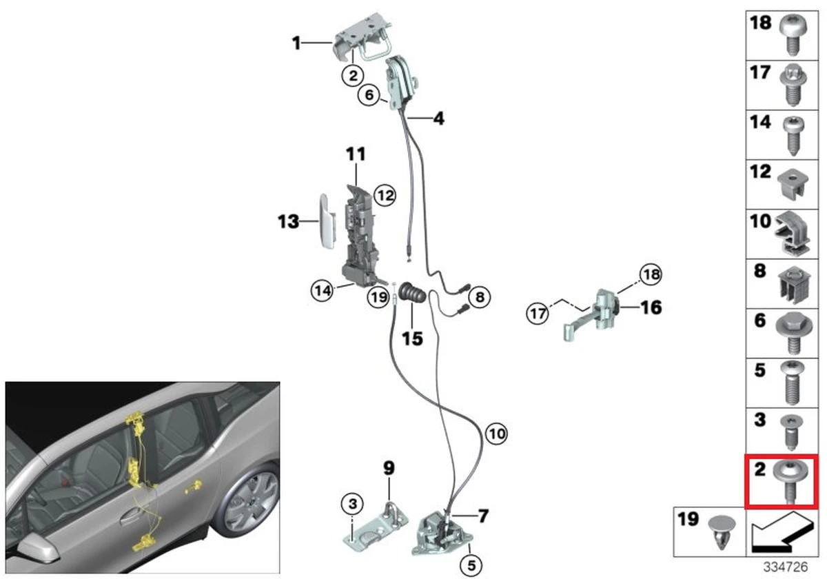 Гвинт M10X33 комбінований з плосковипуклой головкою з шипом BMW I3 07147467709