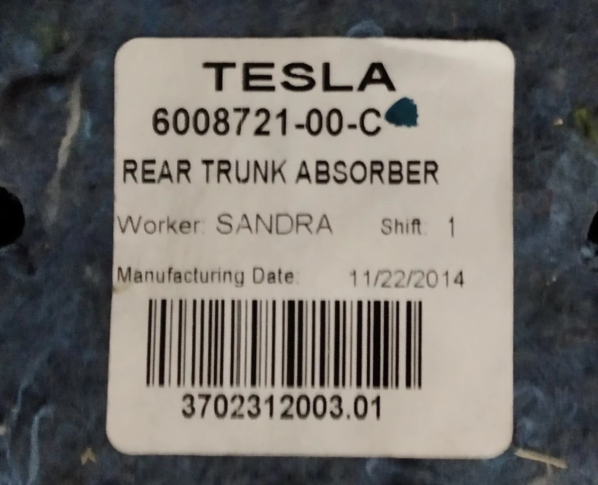 1 LHD MAIN CARPET,PASSENGER COMPARTMENT Tesla model S 1002392-00-G