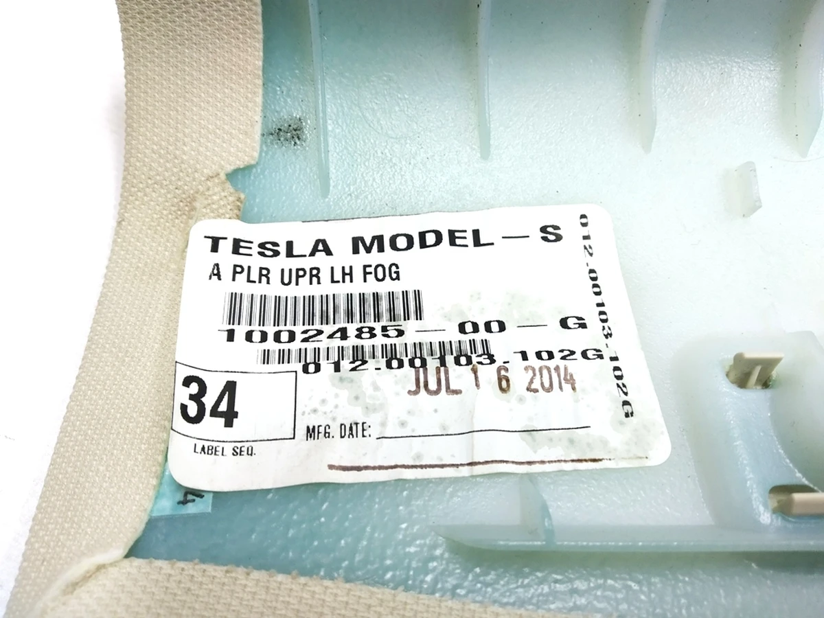 1 Облицювання стійки A ліва TEXTILE (FOG) із пошкодженням Tesla model S, model S REST 1007441-00-J