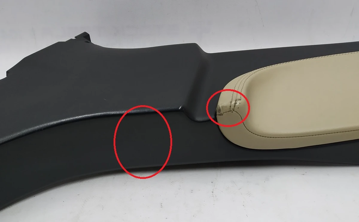 14 B-pillar trim lower left PVC TAN damaged Tesla model S 1024631-10-C