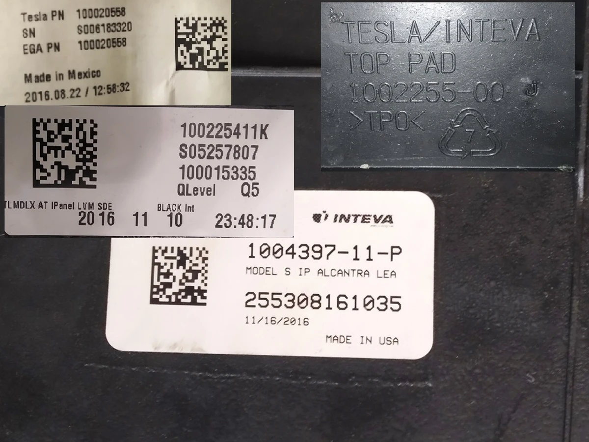 8 Панель торпеды (черная искуственная кожа) ALCANTRA LEA Tesla Model S, Model S REST, Model X 1054145