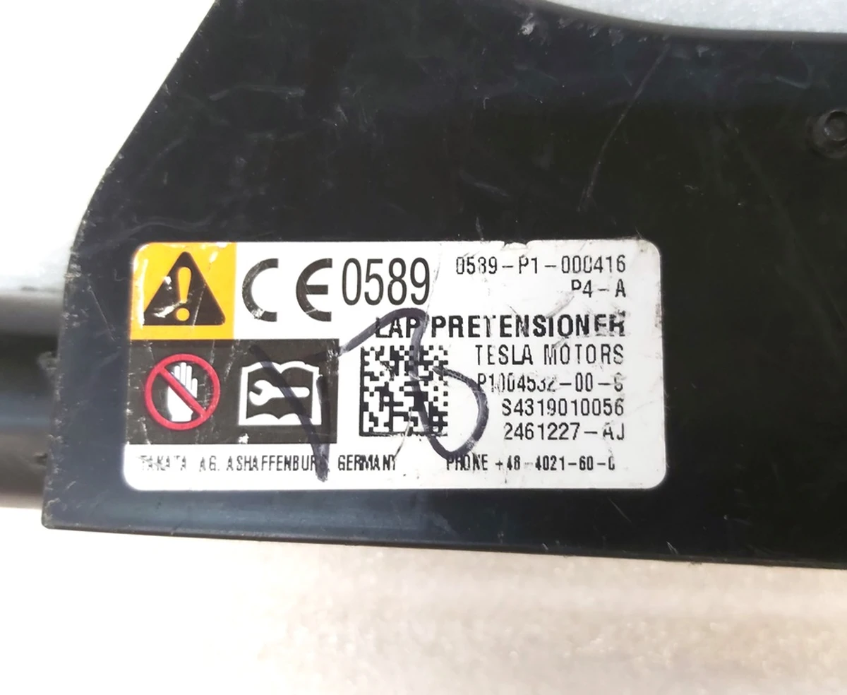 1 OUTBOARD LAP PRETEN, LH BLK insufficient kit for restoration Tesla model S 1004532-00-B
