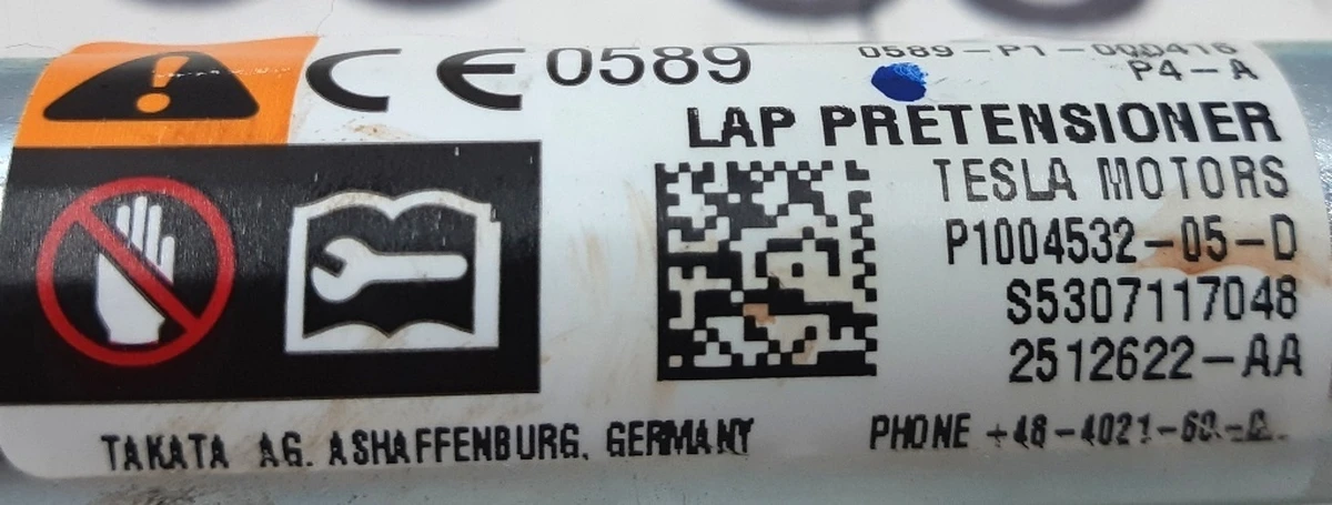 2 Піропатрон ременя безпеки передній MDS-LH, MDX-RH Tesla model X S REST 1004532-05-F