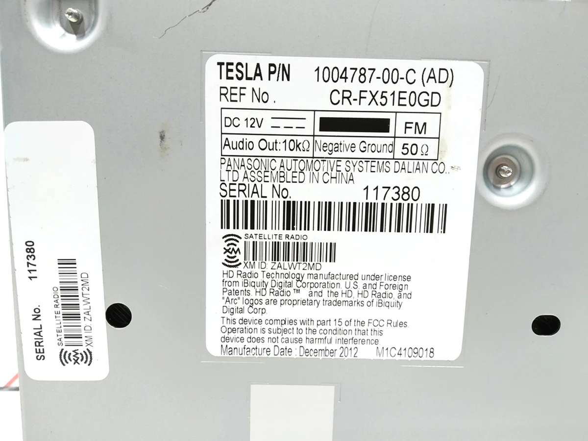 1 Радіо FM/HD/XM Tesla model S REST 1143711-00-C
