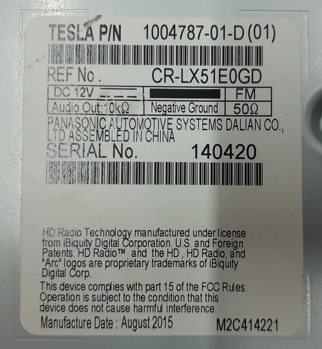1 Radio Base 500KB (USA) Tesla model X S REST 1052323-00-B
