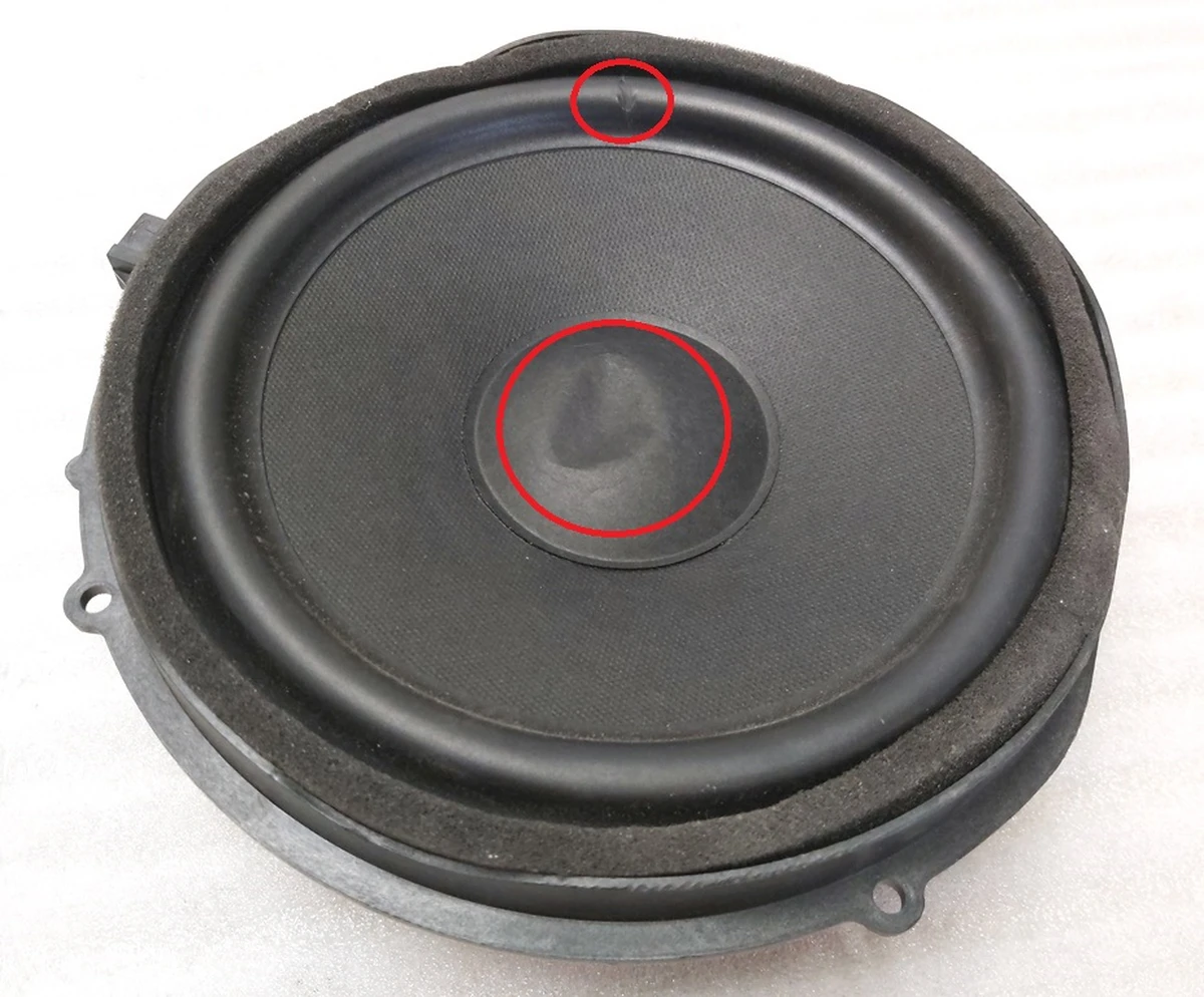 1 AUDIO, SPEAKER, ASSEMBLY, 200MM working, dent on diffuser, damage to shock absorber Tesla model S, model S REST, model X 1004833-11-A