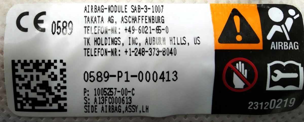 1 Driver seat airbag Tesla model S 1013112-03-B