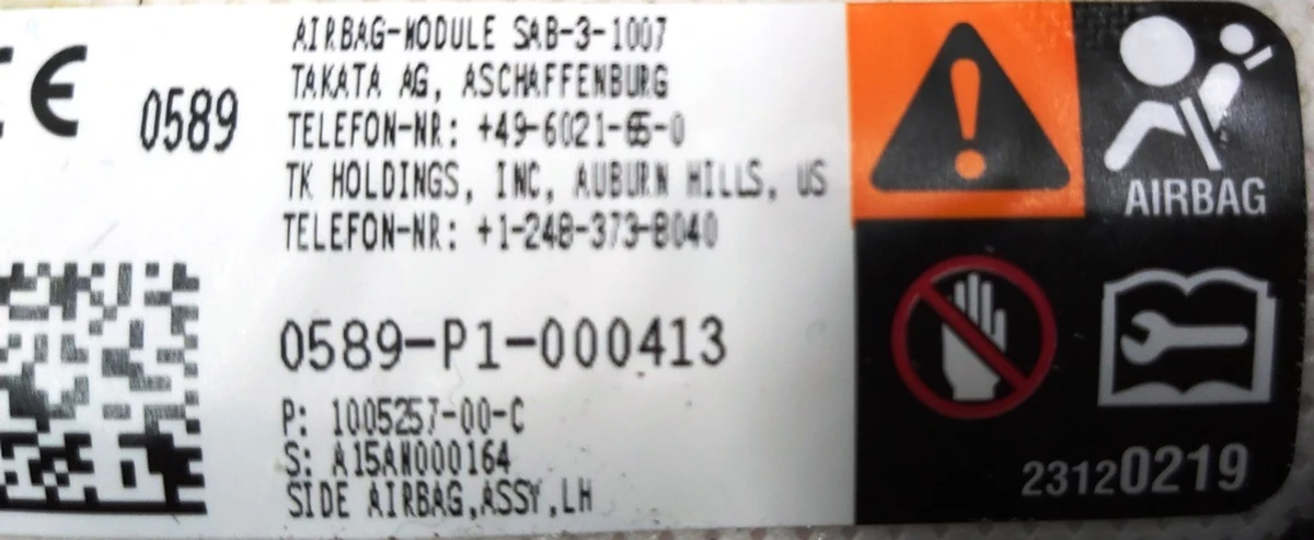 1 Подушка безопасности водительского сиденья с повреждением Tesla model S 1013112-03-B
