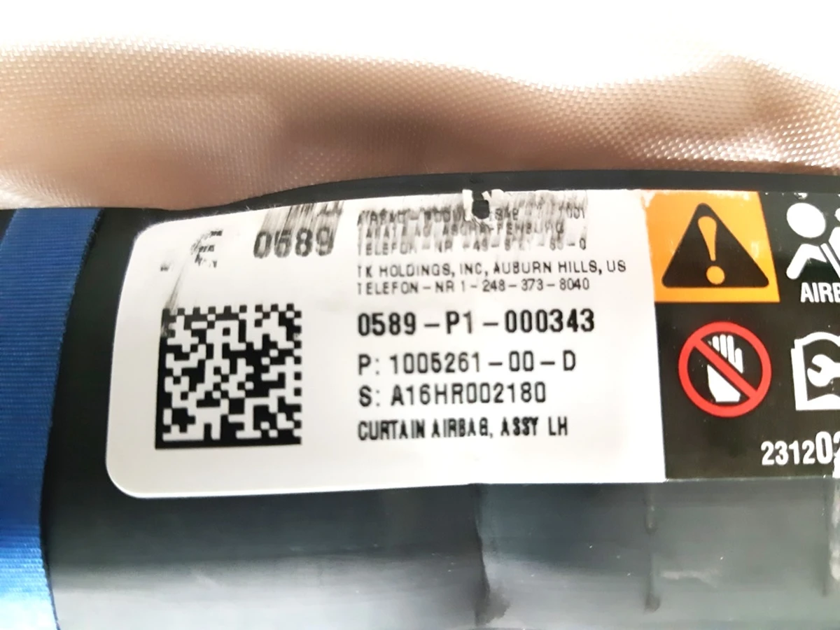 1 Left side airbag (curtain) (under restoration) Tesla model S, model S REST 1005261-00-D