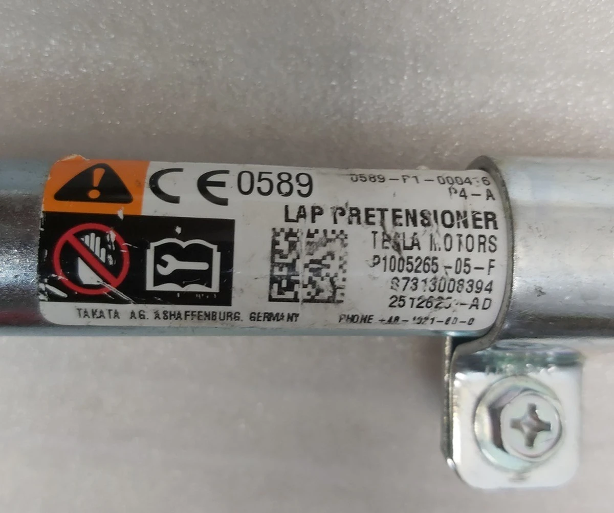 1 1ST ROW LAP PRETEN, BLK, RIGHT SEAT MODEL S, LEFT SEAT MODEL X for restoration Tesla model S, model S REST, model X 1005265-05-F