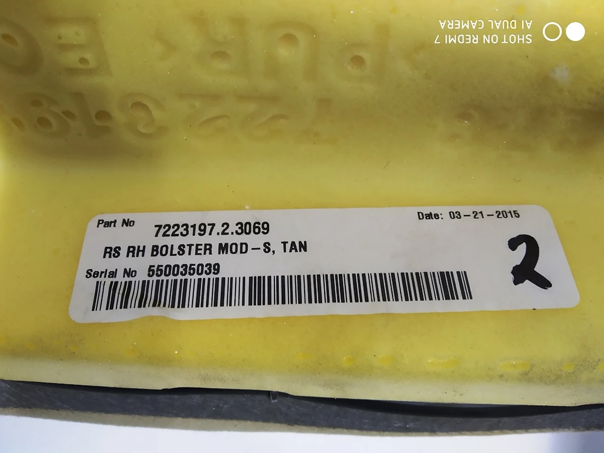 5 Seat cushion 2nd row right (LTHR TAN) Tesla model S, model S REST 1005971-01-A