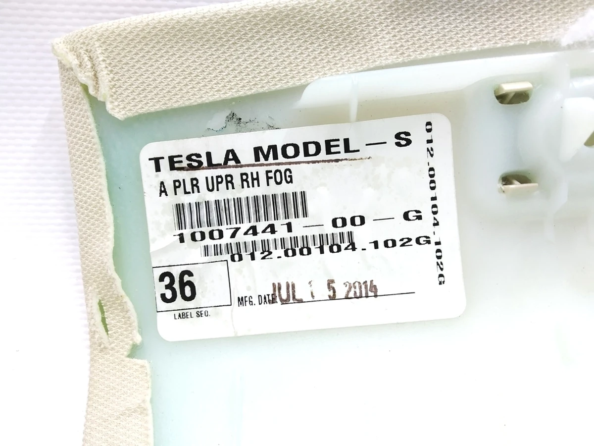 1 Облицювання стійки A права TEXTILE (FOG) Tesla model S, model S REST