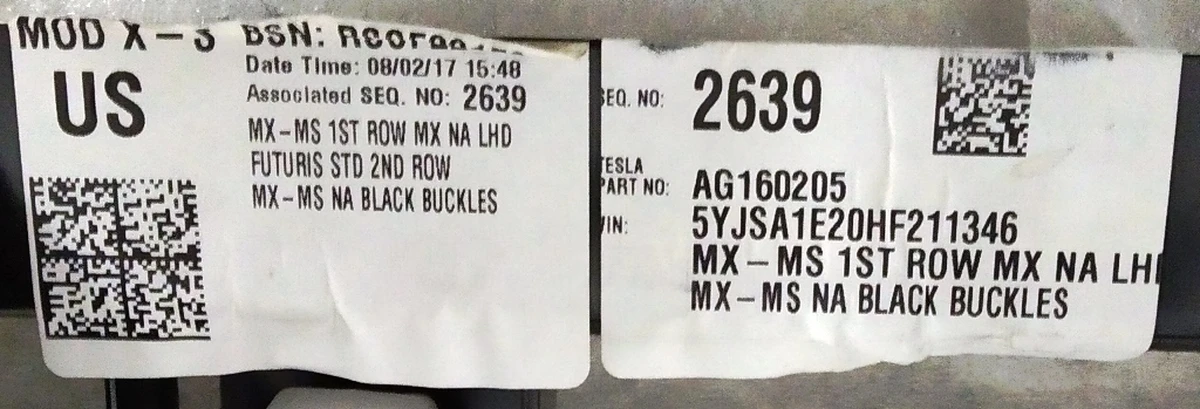 1 Каркас металлический 2го ряда сидений Tesla model S, model S REST 1008275-00-C