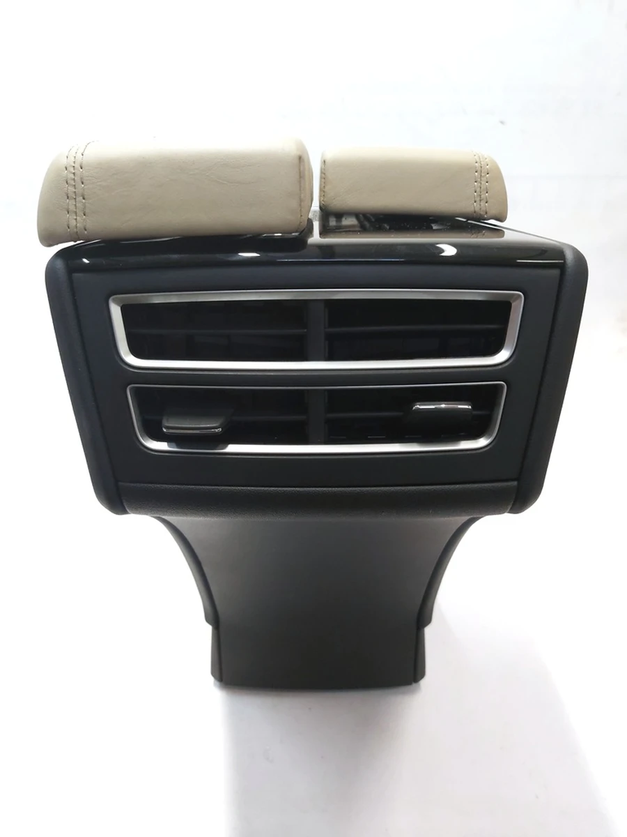 1 CENTER CONSOLE assembly armrest TAN BASE cup holder PIANO BLK CHROME Tesla Model S 1010249-00-A