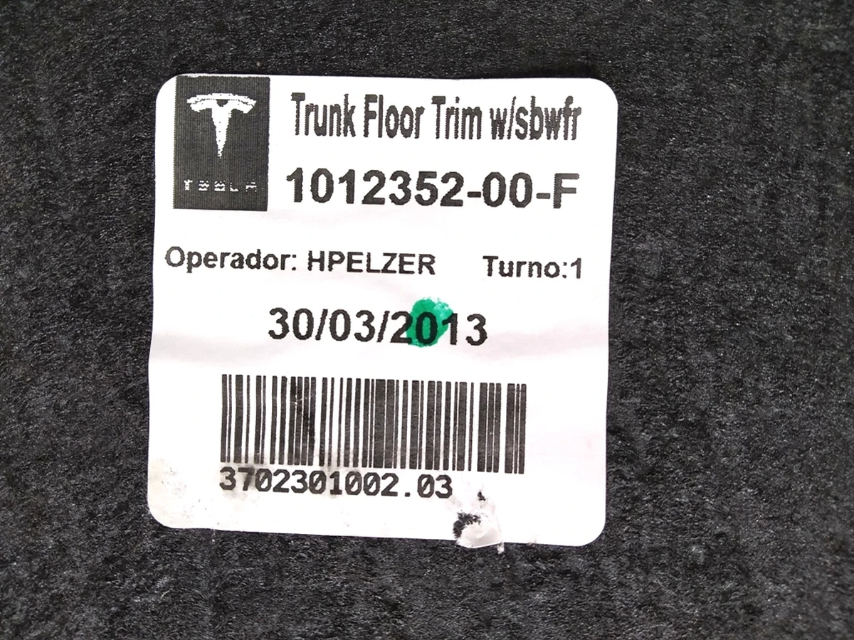 5 Оздоблення підлоги багажного відсіку текстиль під SUBWOOFER Tesla model S, model REST 1012352-00