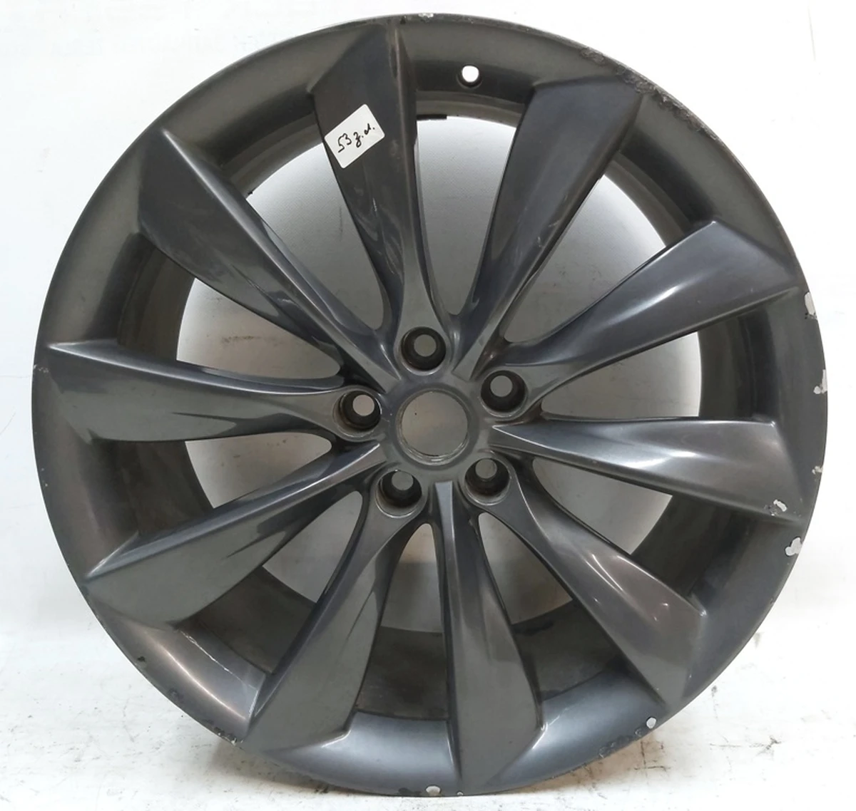 1 WHEEL, 21X9.0 - GREY TURBINE - REAR damaged Tesla model S, model S REST 1054044-00-C