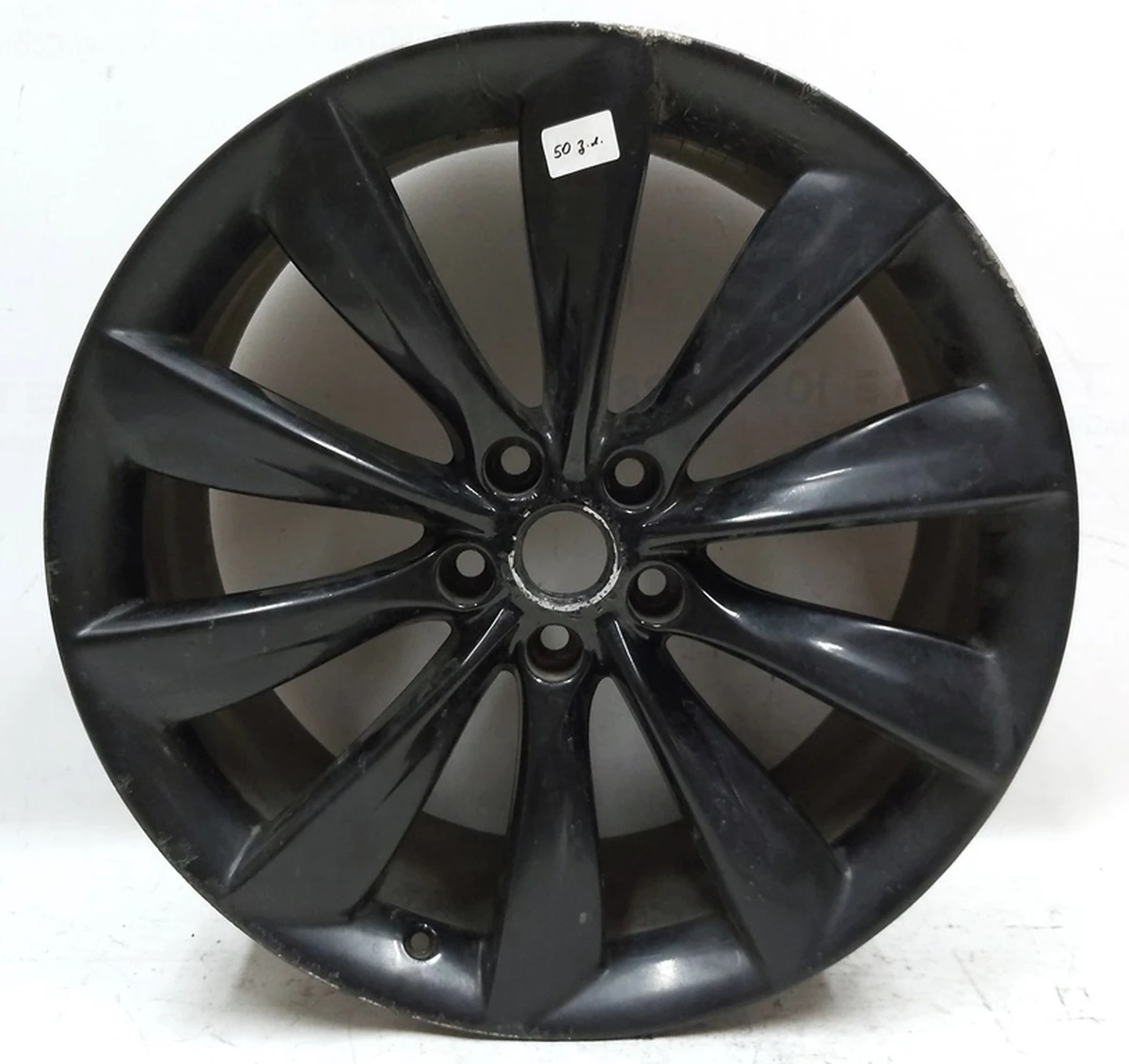 1 WHEEL, 21x9.0J - BLACK TURBINE with damage Tesla model S 1017337-00-B