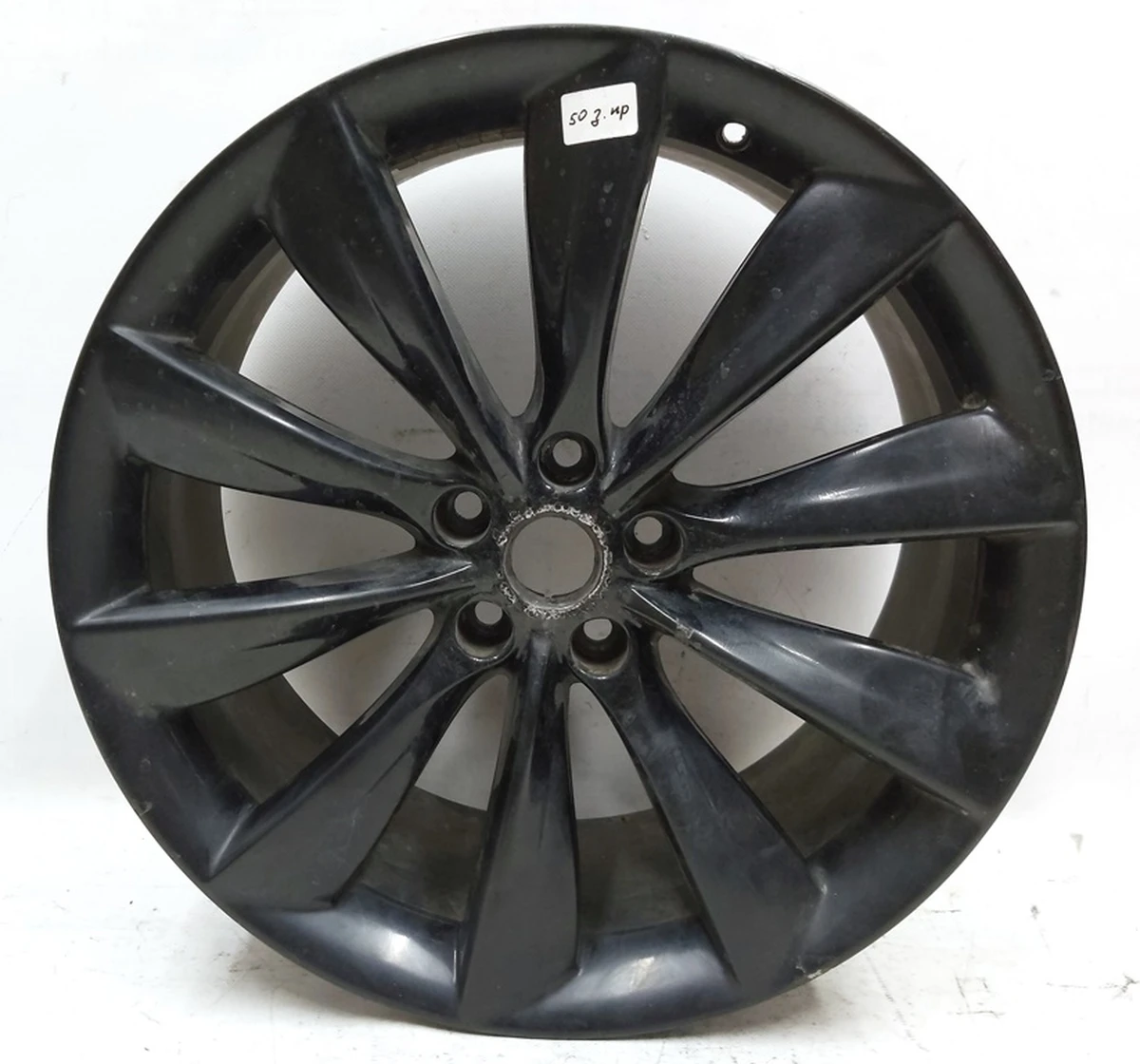 1 WHEEL, 21x9.0J - BLACK TURBINE with damage Tesla model S 1017337-00-B