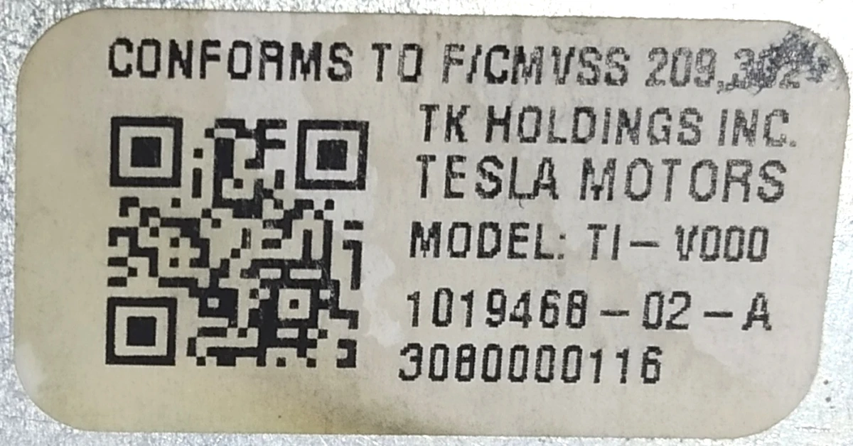 1 Seat belt front driver (USA) Tesla model S, model S REST 1019468-02-C