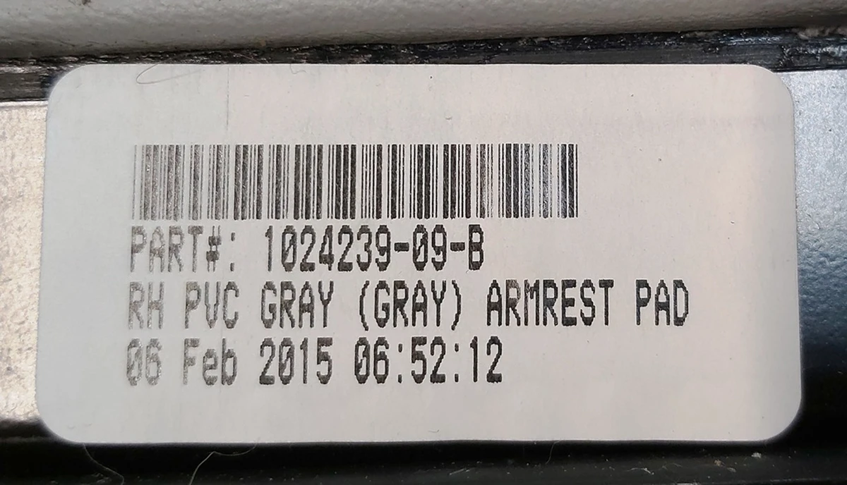 13 ASY, ARMREST PAD, SET, PVC GRAY right Tesla model S, model S REST, model X 1046444-09-D