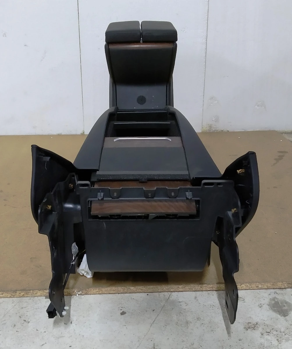 1 Center console assembly armrest black leather cup holder textured wood Tesla model X 1026728-S0-E