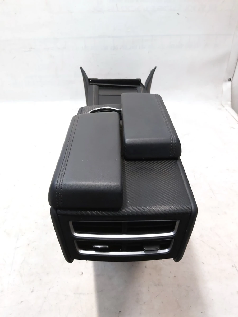 1 Центральная консоль в полном сборе подлокотник черная кожа подстаканник CARBON FIBER Tesla model S 1010759-00-B