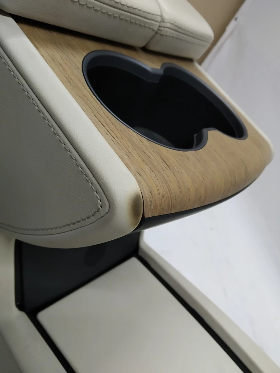 1 Center console assembly armrest beige leather, cup holder textured wood (with damage) without USB Tesla model X, model S REST 1026728-S0-E
