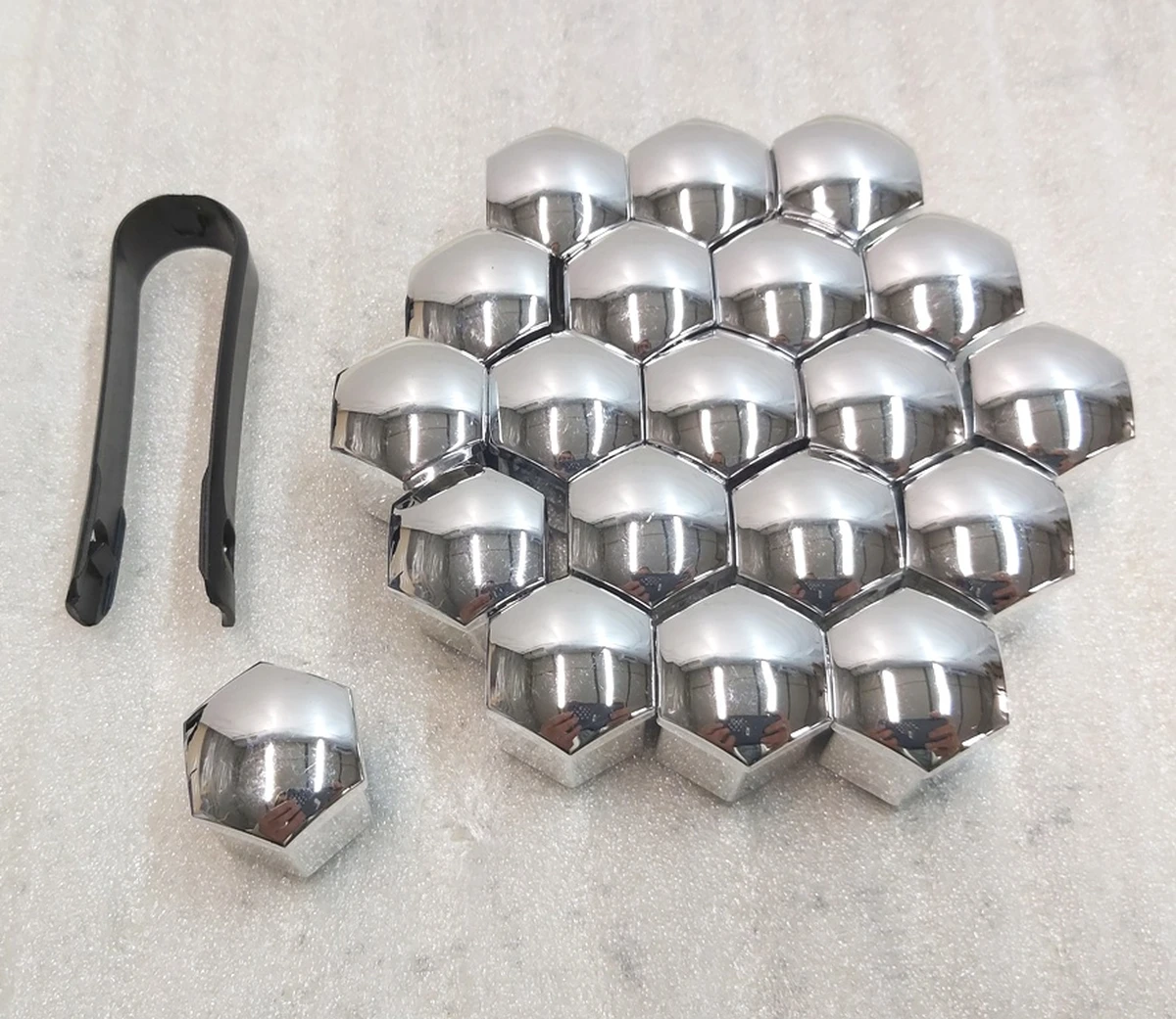 9 LUG NUT COVER d19 SILVER set 20 pieces Tesla all models 1027010