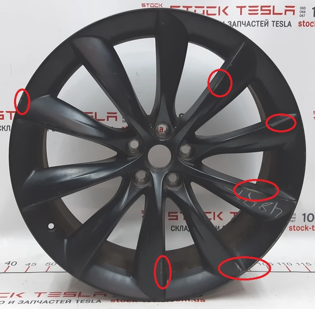 3 Диск колісний передній 22x9.0 ET35-TURBINE BLACK із пошкодженням Tesla model X 1089363-00-C