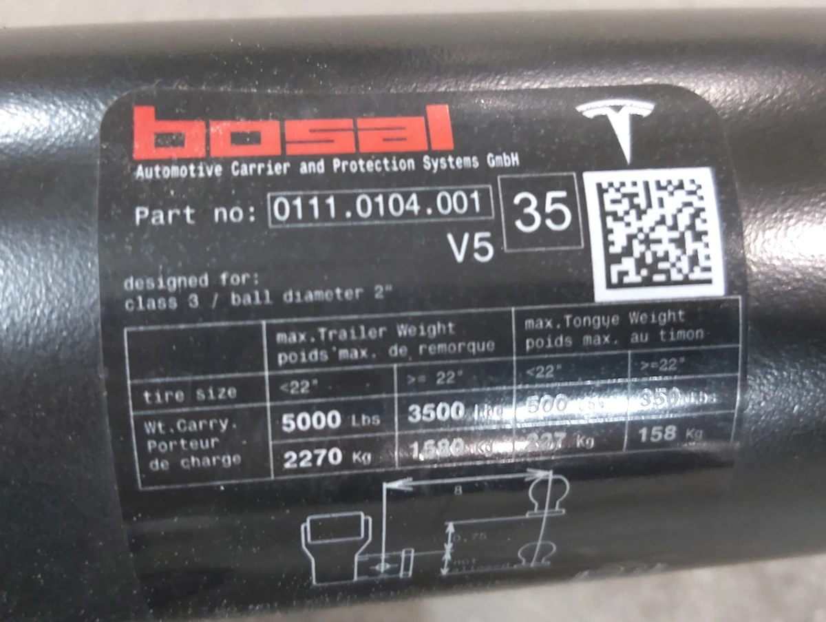 1 Причіпний пристрій Bosal у зборі Tesla model X 1027581-00-F