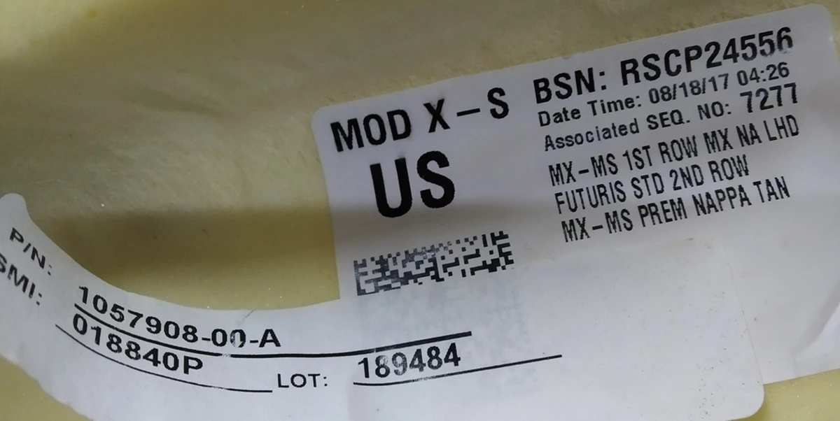 3 PREMIUM second row sofa foam filler (for presence sensors) Tesla model S, model S REST 1030570-03-B