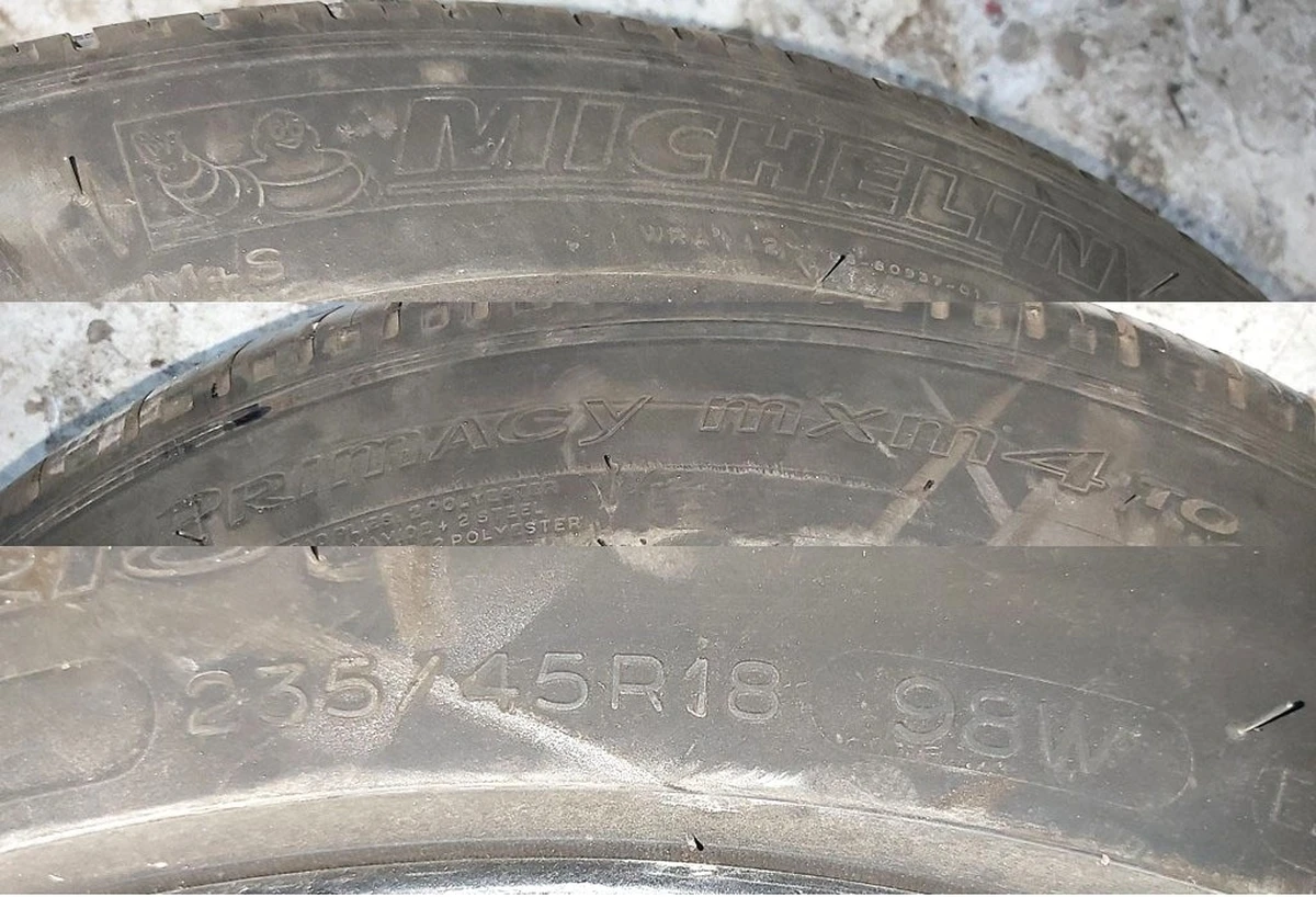 1 Колесо в зборі з пошкодженням (диск 18*8.5J AERO шина Michelin Primacy 235/45 R18 датчик TPMS протектор 5,99 мм) Tesla model 3 1234221-00-C