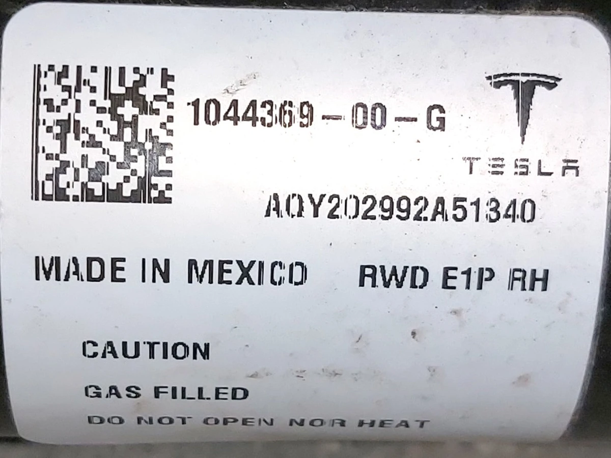 1 DAMPER ASSY FRONT-RIGHT COIL RWD E1/RR Tesla model 3 1044369-00-G