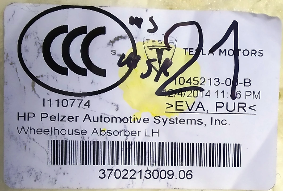 8 Heat and noise insulator of C-pillar interior left Tesla model S, model S REST 1045213-00-G