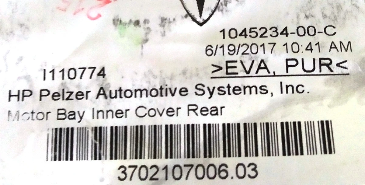 6 Upper rear motor heat and sound insulator Tesla model S, model S REST 1045234-00-D