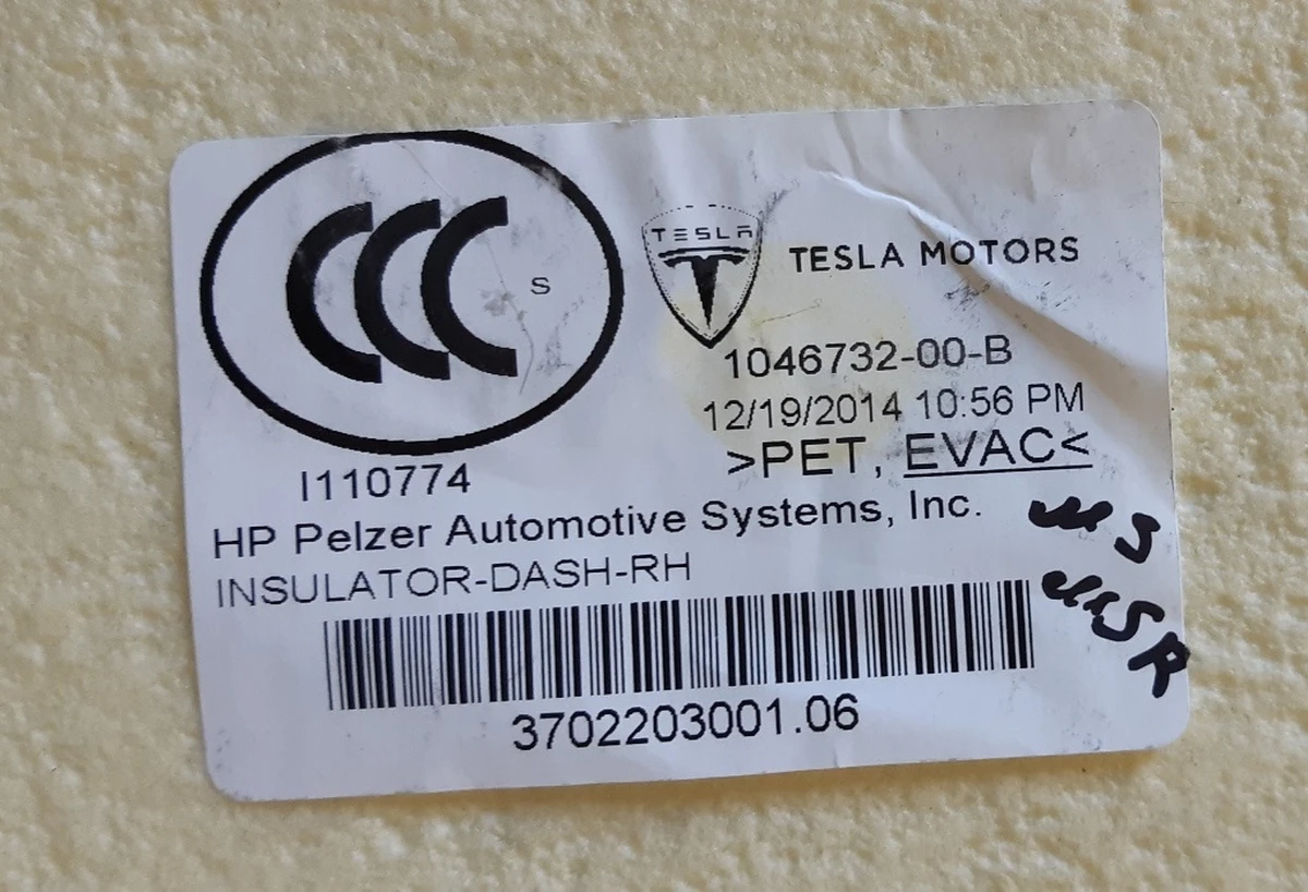 1 Thermal noise insulator front motor rear right Tesla model S, model S REST 1046732-00-D
