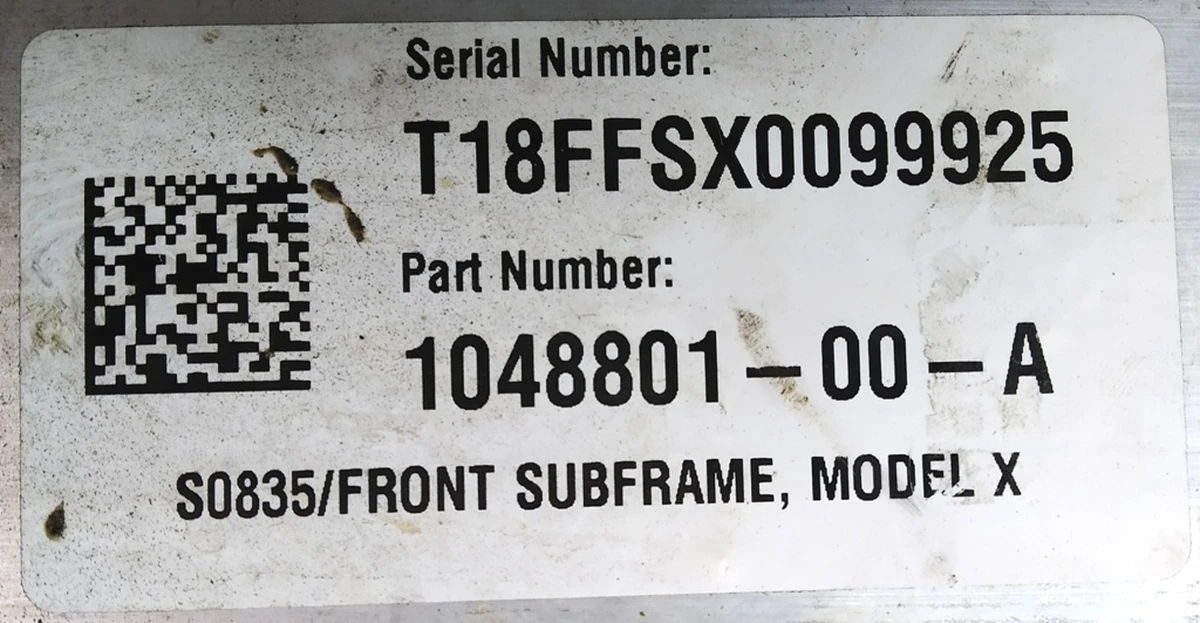 1 Front subframe with damage Tesla model X 1027516-00-E