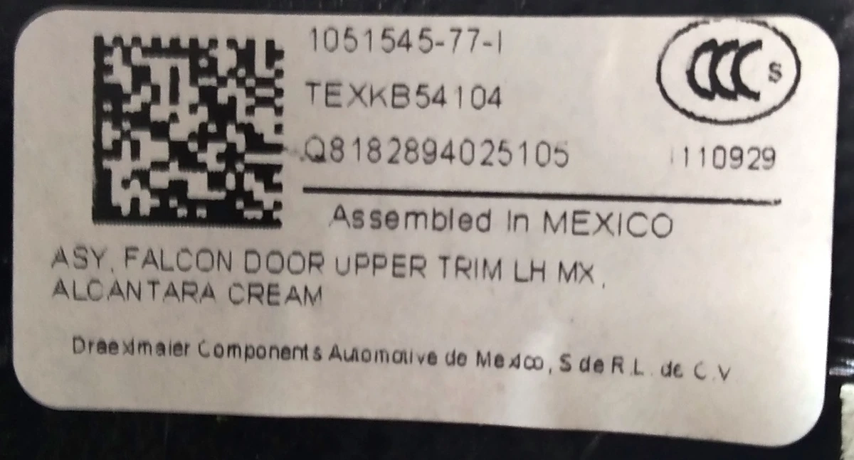 6 Облицювання верхнього скла двері задньої лівої ALC CRM Tesla Model X 1051545-07-J