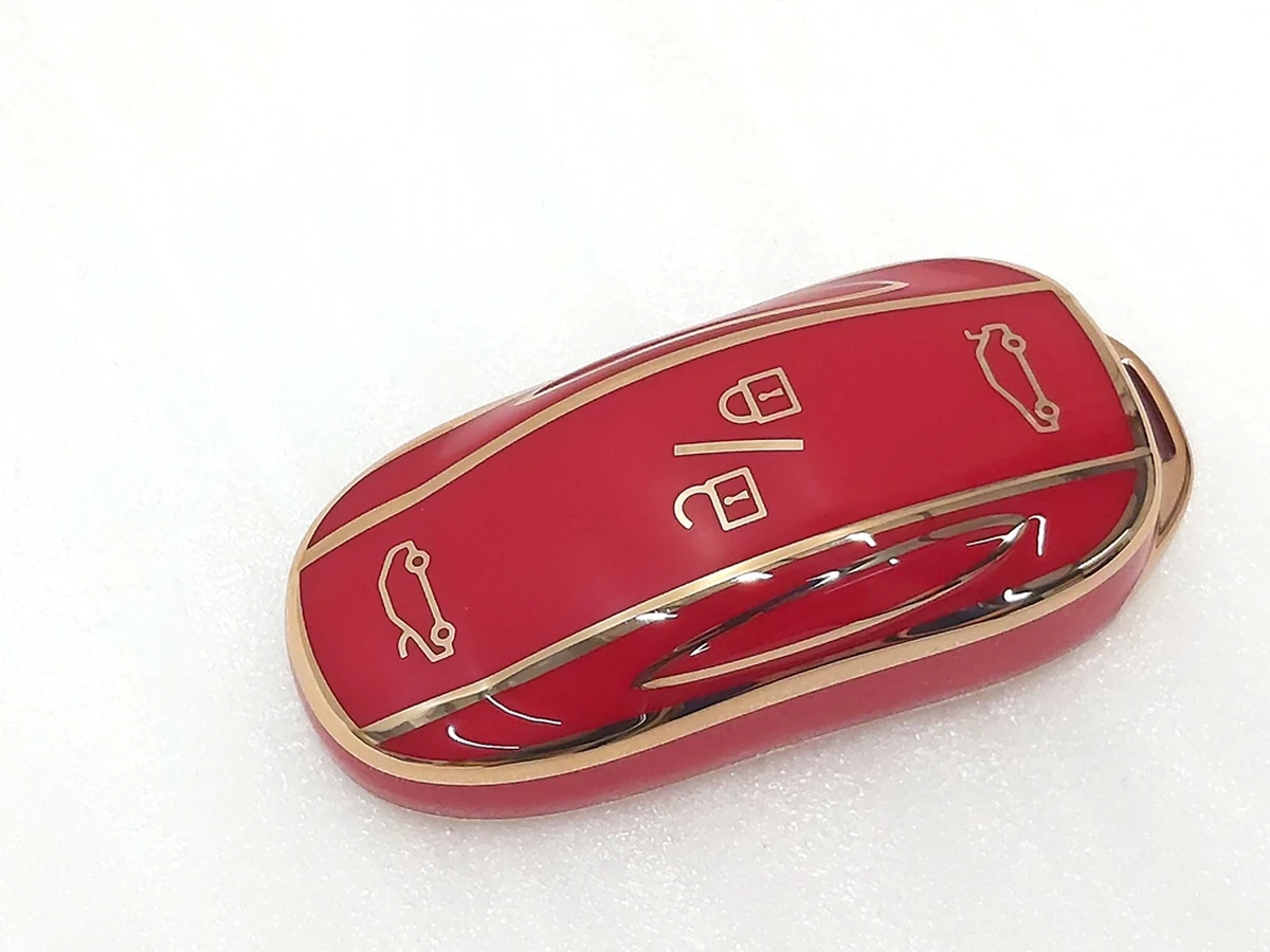 Protective case for car key (key fob) GOLD RED Tesla Model X, Model X Mar 2021 1054132-95-G