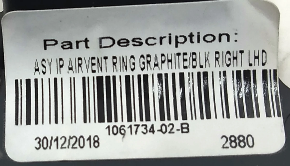 12 GRAPH/BLK center panel air outlet cover (passenger right) Tesla model X, model S REST 1061734-02-B