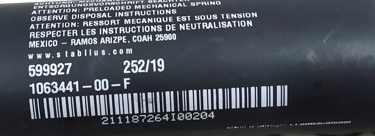 25 Амортизатор (привод электрический) подъема двери задней вторичный Tesla Model X, Model X Mar 2021, Model X June 2025 1063441-00-F