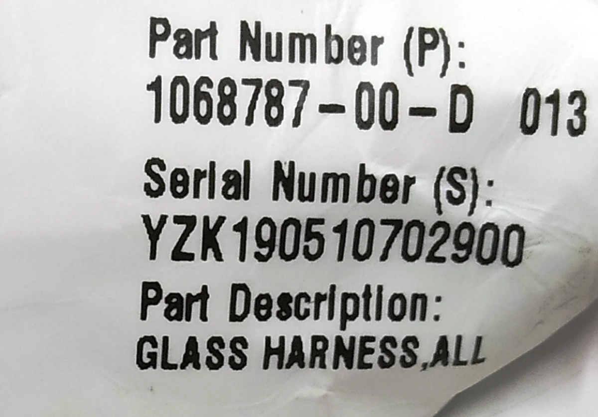 1 ASY,HARN,GLASS, Tesla model 3 1068787-00-E