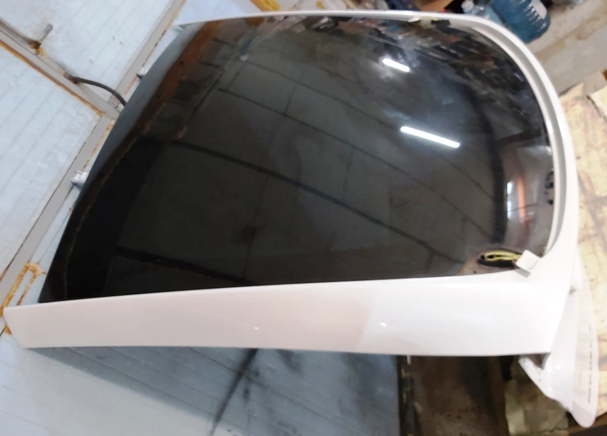 10 Trunk lid metal PPSW with glass partially assembled Tesla model X 1069546-E0-A