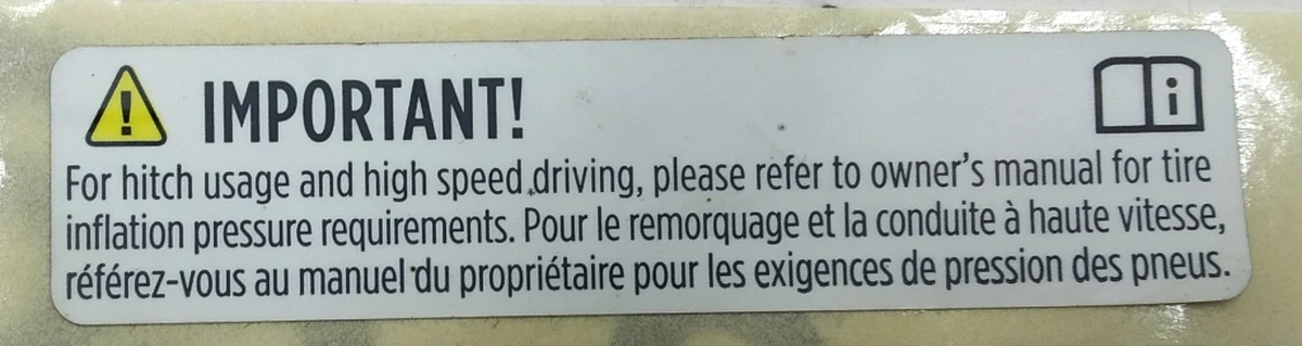 6 Етикетка (лейба, наклейка) з доп. інформацією про буксирування Tesla Model X 1069585-00-C