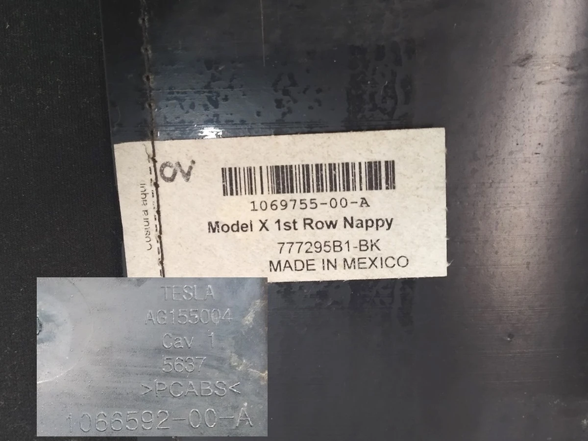 12 1st row seat front cover - HI gloss used Tesla Model S REST, Model X 1066592-00-A