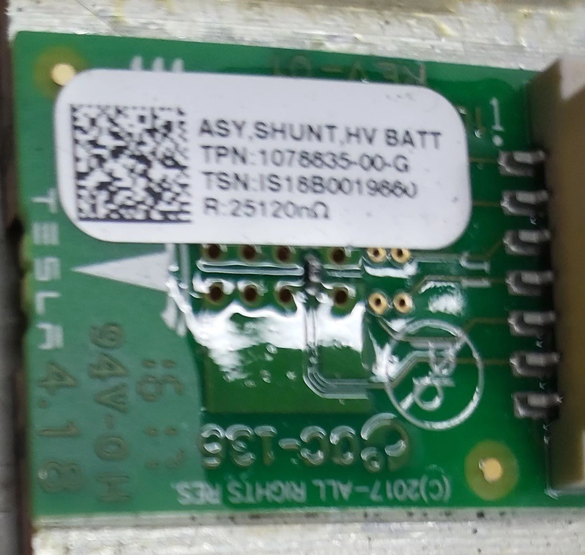 AASY High-voltage battery shunt Tesla model 3 1078835-00-G