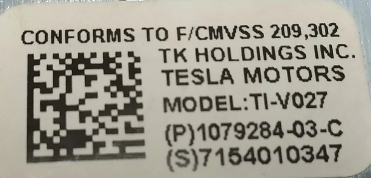 2 Ремень безопасности передний пассажирский Tesla model S REST 1079284-02-C