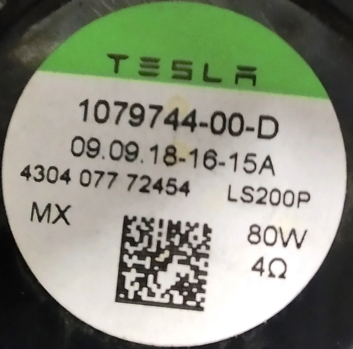 6 Audio, Speaker, Woofer, Premium, 200mm 80W Tesla Model 3, Model 3 Jan 2024, Model Y, Model Y Feb 2025 1079744-01-F