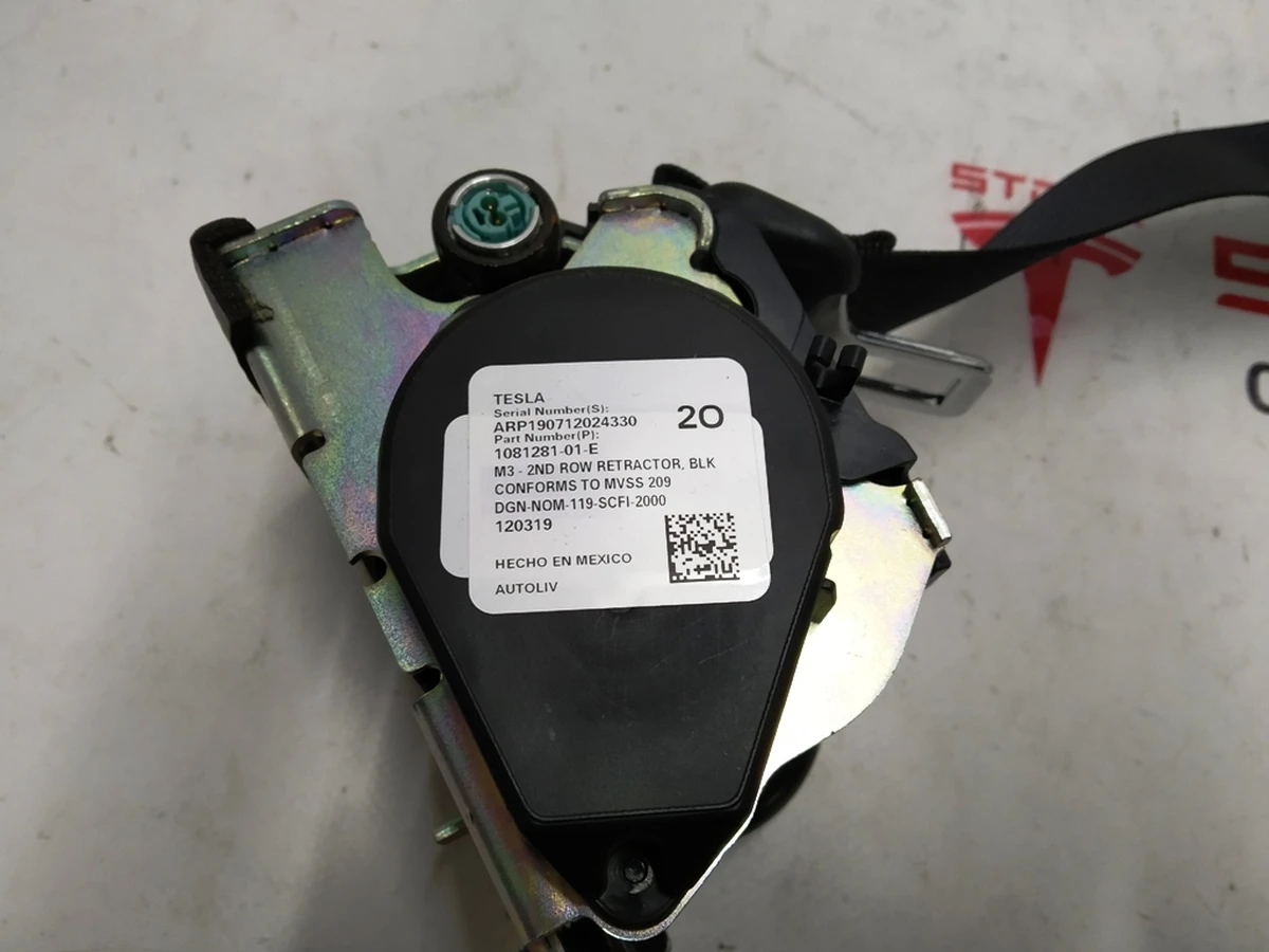 1 SECOND ROW - SEAT BELT RETRACTOR ASSEMBLY - BLACK Tesla model 3 1081281-01-F